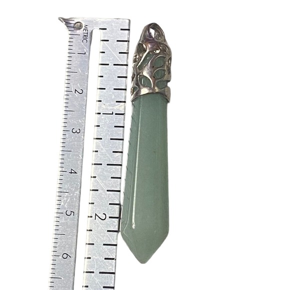 Silver Tone Green Aventurine Pendant - Picture 4 of 4
